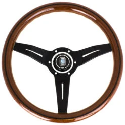 Nardi Deep Corn Steering Wheel, Wood, Black Spokes, 50 Mm Dish, Ø33 Cm