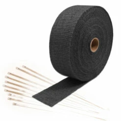 Black Exhaust Heat Wrap (15m X 50mm) + Stainless Steel Ties