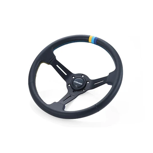 GReddy Sports "Deep Type" Steering Wheel (80 Mm Dish), Black Leather, Black Spokes - 340 Mm - Image 2