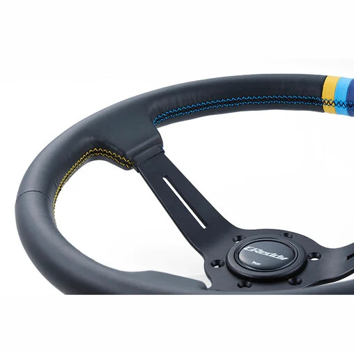 GReddy Sports "Deep Type" Steering Wheel (80 Mm Dish), Black Leather, Black Spokes - 340 Mm - Image 3