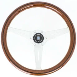 Nardi Classic ND36 Steering Wheel, Wood, Black Inlay, Chrome Spokes, 40 Mm Dish