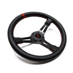 DriftShop Steering Wheel (70 Mm Dish), Perforated Leather, Black Spokes