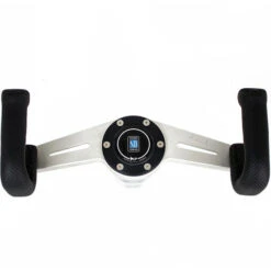 Nardi 2Spokes Steering Wheel, Black Perforated Leather, Satin Spokes, Black Stitching, Ø33 Cm