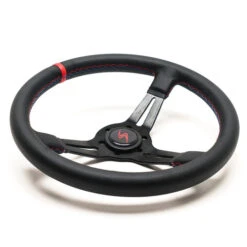 DriftShop Steering Wheel (70 Mm Dish), "M Power" Edition, Black Faux Leather