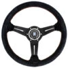 Nardi Deep Corn Steering Wheel, Suede, Black Spokes, Red Stitching, 50 Mm Dish, Ø33 Cm