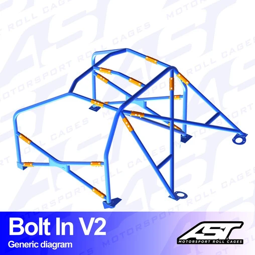 AST Rollcages V2 Bolt-In 6-Point Roll Cage For BMW E34 Sedan, RWD - FIA