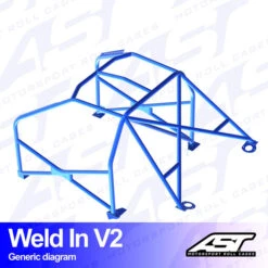 AST Rollcages V2 Weld-In 8-Point Roll Cage For VW Golf 4 3-Door, 4WD