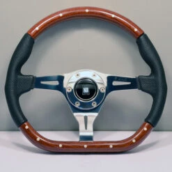 Nardi Kallista "Pagani Zonda" Steering Wheel, Wood & Perforated Leather, Chrome Spokes