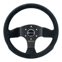 Sparco P300 Flat Steering Wheel, Black Suede, Black Spokes
