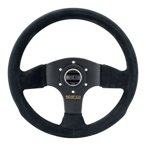 Sparco P300 Flat Steering Wheel, Black Suede, Black Spokes