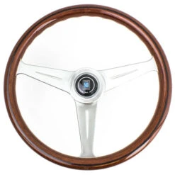 Nardi Classic ND39 Steering Wheel, Wood, Satin Spokes, 45 Mm Dish