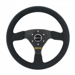 Sparco R323 Steering Wheel (39 Mm Dish), Black Suede, Black Spokes