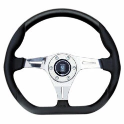 Nardi Kallista Steering Wheel, Black Perforated Leather, Chrome Spokes, Ø35 Cm
