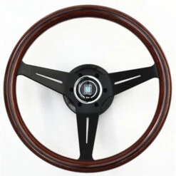 Nardi Deep Corn Steering Wheel, Wood, Black Spokes, 75 Mm Dish, Ø35 Cm