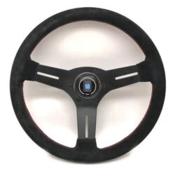 Nardi Competition Steering Wheel, Suede, Black Spokes, Red Stitching, 40 Mm Dish, Ø33 Cm