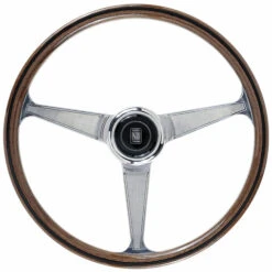 Nardi "Anni 60" Steering Wheel, Wood, Chrome Spokes, 45 Mm Dish, Ø38 Cm