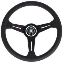 Nardi Classic ND34 Steering Wheel, Black Perforated Leather, Black Spokes, Grey Stitching, 40 Mm Dish