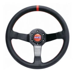 Sparco Champion 330 Mm Steering Wheel (65 Mm Dish), Black Leather, Black Spokes