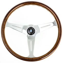 Nardi Classic ND39 Steering Wheel, Wood, Chrome Spokes, 40 Mm Dish