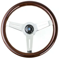 Nardi Classic ND33 Steering Wheel, Wood, Chrome Spokes, 40 Mm Dish