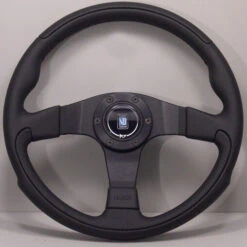 Nardi Leader Steering Wheel, Black Leather, Black Spokes, Ø35 Cm