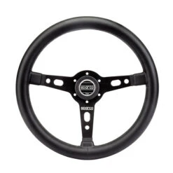 Sparco Targa 350 Mm Steering Wheel (39 Mm Dish), Black Leather, Black Spokes