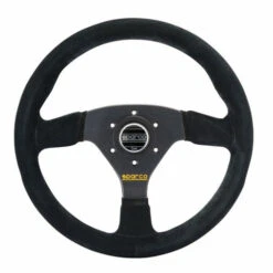 Sparco R383 Steering Wheel (39 Mm Dish), Black Suede, Black Spokes