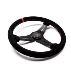 DriftShop Steering Wheel (35 Mm Dish), Black Suede, Black Spokes