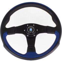 Nardi Leader Steering Wheel, Blue Leather, Black Spokes, Ø35 Cm