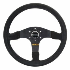 Sparco R375 Steering Wheel (36 Mm Dish), Black Suede, Black Spokes