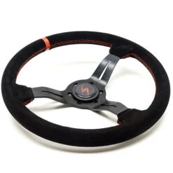 DriftShop Steering Wheel (50 Mm Dish), Black Suede, Black Spokes