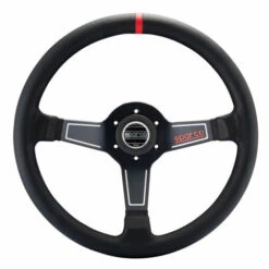 Sparco L575 Steering Wheel (63 Mm Dish), Black Leather, Black Spokes