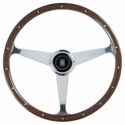 Nardi "Anni 50" Steering Wheel, Wood, Chrome Spokes, 45 Mm Dish, Ø38 Cm