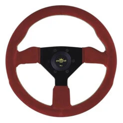 Personal Grinta Steering Wheel - 330 Mm - Red Suede, Black Spokes, Yellow Stitching