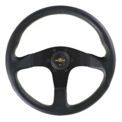 Personal Neo Actis Steering Wheel - 330 Mm - Black Leather, Black Spokes, Yellow Stitching