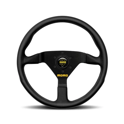 Momo Mod. 78 Steering Wheel (36 Mm Dish), Black Leather, Black Spokes - 35 Cm