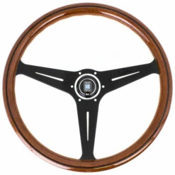 Nardi Classic ND39 Steering Wheel, Wood, Black Inlay, Black Spokes, 30 Mm Dish