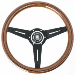Nardi Classic ND34 Steering Wheel, Wood, Black Inlay, Black Spokes, 25 Mm Dish