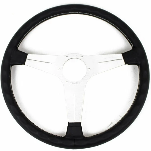 Nardi Classic ND39 Steering Wheel, Black Leather, Satin Spokes, Grey Stitching, 30 Mm Dish - Image 3
