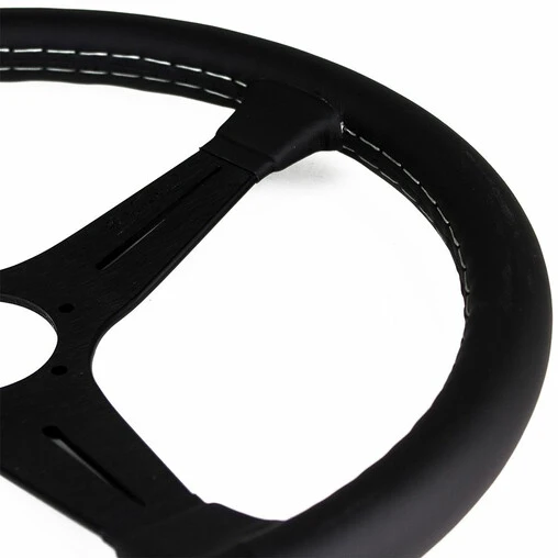 Nardi Classic ND39 Steering Wheel, Black Leather, Black Spokes, Grey Stitching, 30 Mm Dish - Image 4