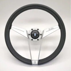 Nardi Novantesimo 90th Anniversary Steering Wheel, Black Leather, White Spokes, Ø35.5 Cm, White Center Ring With Screws At Sight