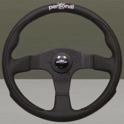 Personal Pole Position Steering Wheel - 350 Mm - Black Leather & Black Perforated Leather, Black Spokes, Silver Logo