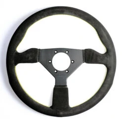 Personal Grinta Steering Wheel - 330 Mm - Black Suede, Black Spokes, Yellow Stitching