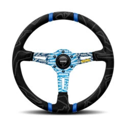 Momo Ultra Steering Wheel (90 Mm Dish), Alcantara, Blue Spokes - 35 Cm