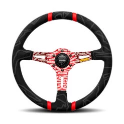 Momo Ultra Steering Wheel (90 Mm Dish), Alcantara, Red Spokes - 35 Cm