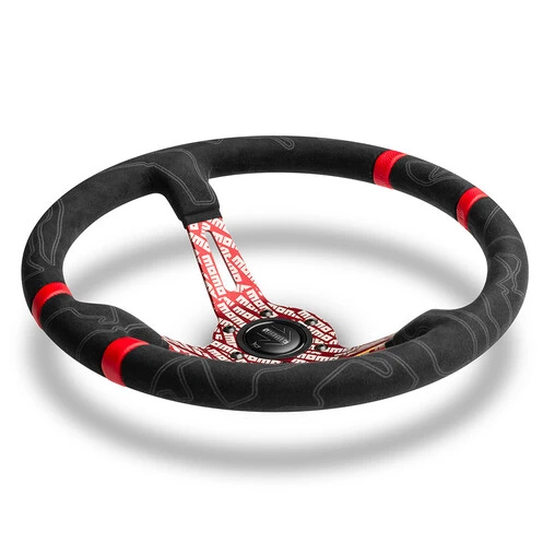 Momo Ultra Steering Wheel (90 Mm Dish), Alcantara, Red Spokes - 35 Cm - Image 3