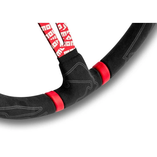 Momo Ultra Steering Wheel (90 Mm Dish), Alcantara, Red Spokes - 35 Cm - Image 2